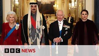 King Charles welcomes Qatar's Emir for UK visit | BBC News