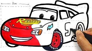 How to draw LIGHTNING McQUEEN Disney Pixar CARS . easiest step-by-step drawing coloring for kids