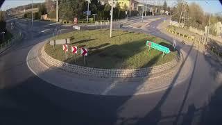 Car crashes through roundabout poland