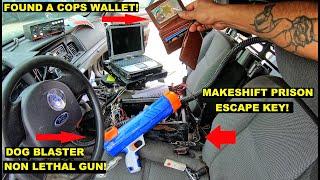 Searching a Decommissioned K9 Unit Police Car! Found Prisoner Escape Key! Cops wallet! Lights Siren!