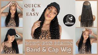 Put On & Go Braids Band & Cap Wig | Boho Box Braids | Quick Hair Styling Tutorial | Ft.@LockBraids