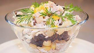 Невероятно вкусный салат с курицей и ананасами 