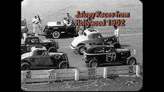 Jalopy Races from Hollywood 1952. Dirt track racing action from Culver City Stadium, California.