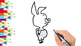 How to Draw Piglet Easy from Winnie the Pooh