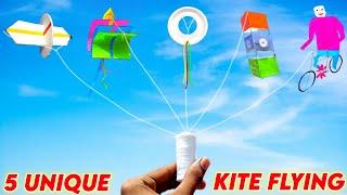 5 New and Unique Kite Flying , how to make kite , spinning kit Boat kite Box kite Cycle kite ,Patang