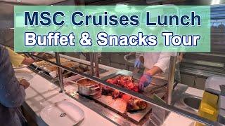 MSC Cruises Lunch Buffet Food 2024 & Snack Options (Pizzas, Burgers, Hot Dogs)