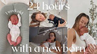 *realistic* 24 HOURS WITH A NEWBORN VLOG | 1 week postpartum 