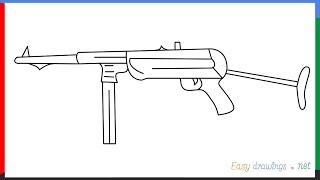 How to draw mp40 step by step for beginners