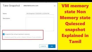 VM Snapshot types in Tamil | what is memory state Non Memory state Quiesced snapshot | VMware Tamil