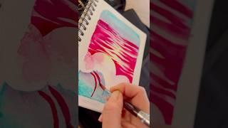 Painting the ocean with a sunset color palette #watercolor #pleinair