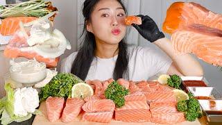 MUKBANG) 연어 1KG 먹방 feat. 리코타치즈  연어회 리얼사운드 Salmon asmr real sound eating raw fish