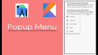 Long Press Popup Menu on MVVM RecyclerView Item Android Studio 2020