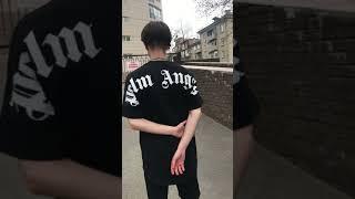 Мужская футболка Oversize Palm Angels в стиле оверсайз Палм Энджелс черная ТОП качество