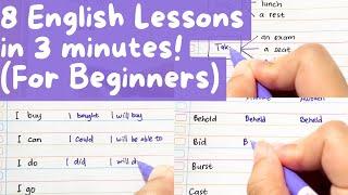 Compilation of English Lessons in 3 Minutes! | Learn Basic English: Present-Past-Future, Collocation