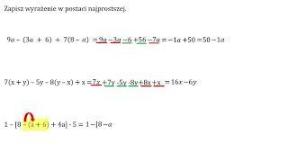 Zapisz wyrażenie w postaci najprostszej  -  przykłady.