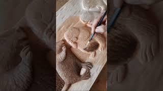 Бобры из дерева Резное панно Резьба по дереву Виль Аптюшев Wood carving #shorts