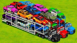 TRANSPORTING ALL SUV & PICKUP POLICE CARS WITH HAULER TRUCKS! Farming Simulator 22