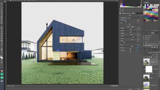 Урок постобработки рендера Photoshop. Экстерьер