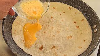 Just pour EGGS on the tortilla it's So Delicious! healthy cheap and Simple breakfast recipe