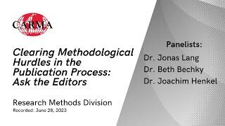 Clearing Methodological Hurdles in the Publication Process: Ask the Editors