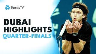 Djokovic Battles Hurkacz, Medvedev, Rublev & Zverev Feature | Dubai 2023 Quarter-Final Highlights