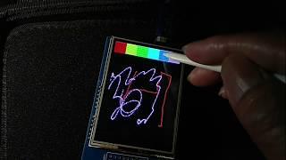 TFT Touch Screen shield (ILI9341 8 bit) + Uno, calibration and simple touch drawing example.