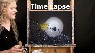 TIME LAPSE - Learn How to Paint LANTERN LIT SPIDER with Acrylic - Fun Animal Step by Step Tutorial