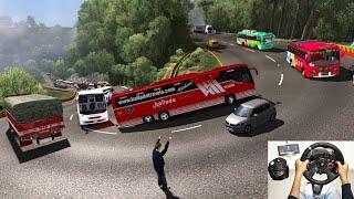 Scania Bus Driving With Steering wheel + Gear Shifter | Euro truck simulator 2 with bus mod