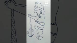 Quick simple and easy drawing of Lord Hanuman/ bajarang Bali # yt shorts video