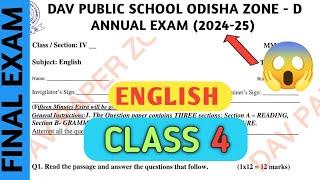 Dav class 4 question paper of English of annual/final exam 2025 | Dav paper Zone | 2024-25 |