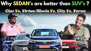 Sedan or Suv ? எது Best : Virtus Vs Verna Vs Ciaz Vs City - Positives & Negatives தெரிஞ்சுபோமா ?