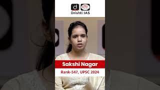 Sakshi Nagar | Rank-547 | UPSC Result 2024 | Drishti IAS English | #shorts #upsctopper #upsc2024