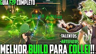 COLLEI É IMPRESSIONANTE !! MELHOR BUILD F2P DPS E SUB, ARTEFATOS E ARCOS - Genshin impact