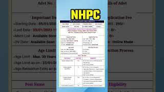 NHPC recruitment 2023 || NHPC Recruitment 2023 for Civil Engineers | Jobs for Freshers | #today