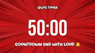 50 Minute Countdown for Deep Work | Ticking Sound & Loud Alarm #timer #countdown