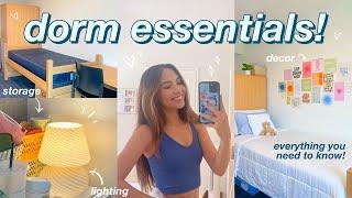 DORM ESSENTIALS!  everything you should bring to college + dorm q+a!