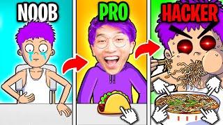 Can We Eat 999,999,999 FOOD In FOOD FIGHTER CLICKER!? (NOOB vs PRO vs HACKER!)