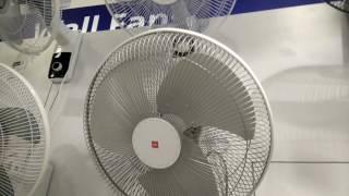 Fan display at a big box electronics store