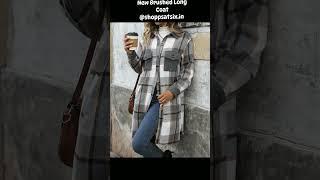 New Brushed Plaid Long Coat With Pockets Fashion Winter Jacket Outwear Women's Clothing