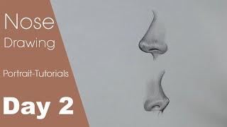 Portrait Drawing for Beginners - DAY 2 | Nose Drawing Techniques #sketchbookbyabhishek