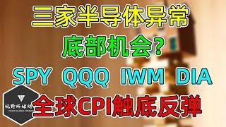 美股 三家半导体异常！底部机会？SPY、QQQ、IWM、DIA位置更新！全球CPI中位触底反弹！