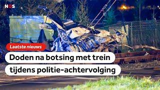 Gestolen auto geschept door trein bij achtervolging