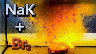 Sodium-potassium alloy (NaK) and bromine reaction!
