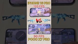 POCO X7 PRO 90FPS Vs iPHONE16 PRO 120FPS- BGMI FPS TEST #bgmi #pocox7pro #iphone16 #shorts
