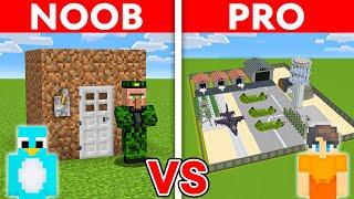 NOOB vs PRO: MODERN ARMY MILITARY BASE Build Challenge in Minecraft