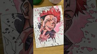 Drawing Itadori Yuuji / sukuna  jujutsu kaisen || stained art #shorts #jujutsukaisen #sukuna