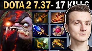 Pudge Gameplay Miracle with 17 Kills and Lotus Orb - Dota 7.37