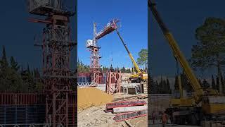 На строительстве общежитий СевГУ монтируется первый башенный кран #строительство #стройка