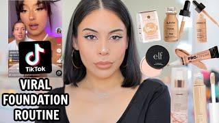 I Tried A VIRAL TikTok Foundation Routine + Wear Test (try this!) 