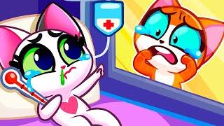 Baby Got Sick!  Little Baby Cat Not Feeling Well  Rhymes For Toddlers by Paws&Play